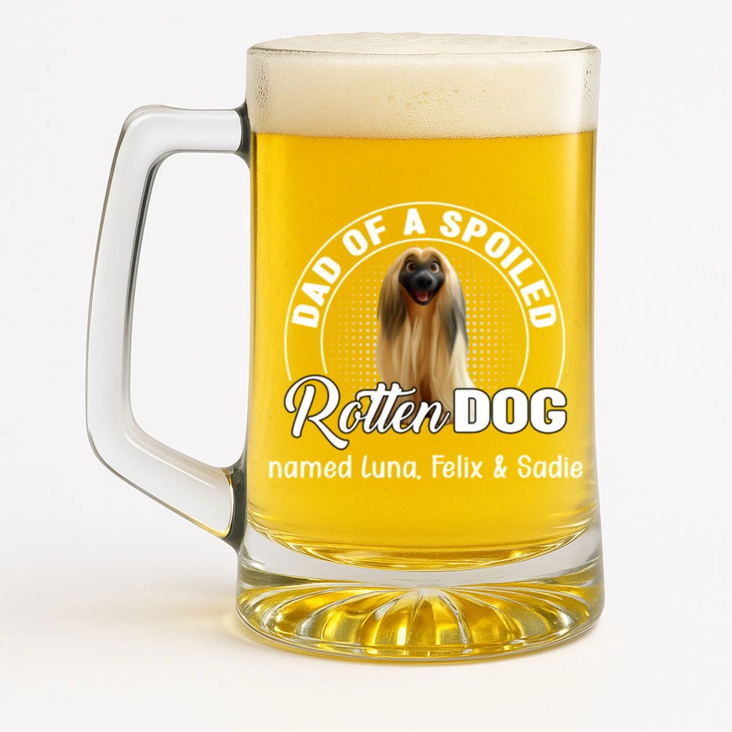 Handsome Dad Of Dog Chibi - Personalized Custom Beer Glass With Handle - Image 5