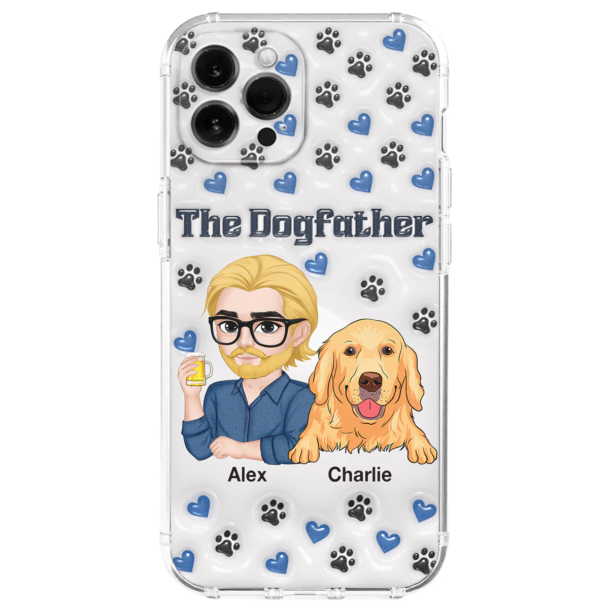 Handsome Dog Dad - Personalized Custom 3D Inflated Effect Phone Case