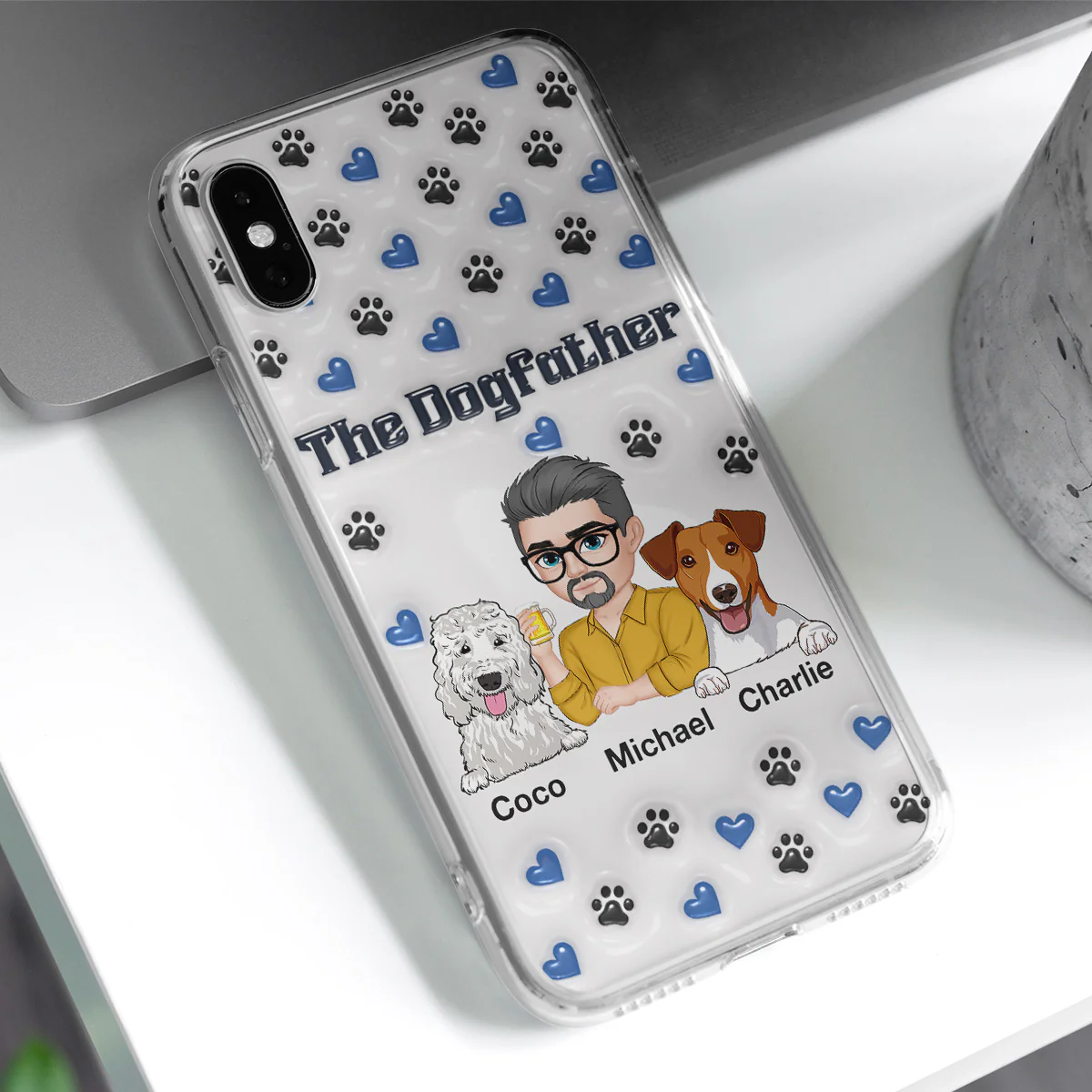 Handsome Dog Dad - Personalized Custom 3D Inflated Effect Phone Case - Image 2