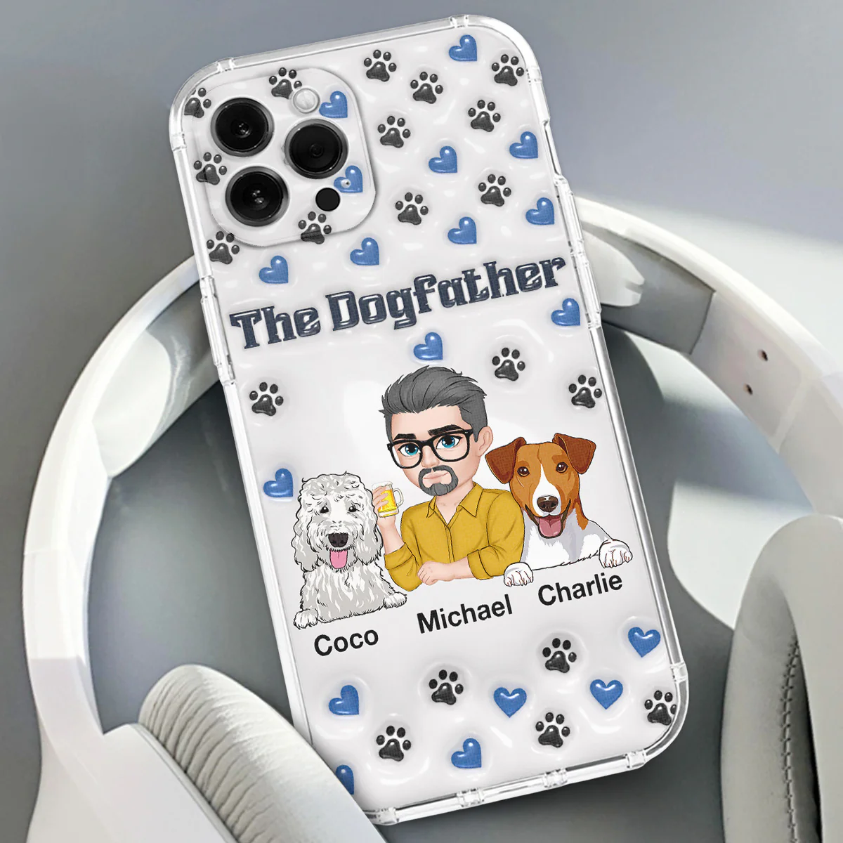 Handsome Dog Dad - Personalized Custom 3D Inflated Effect Phone Case - Image 3