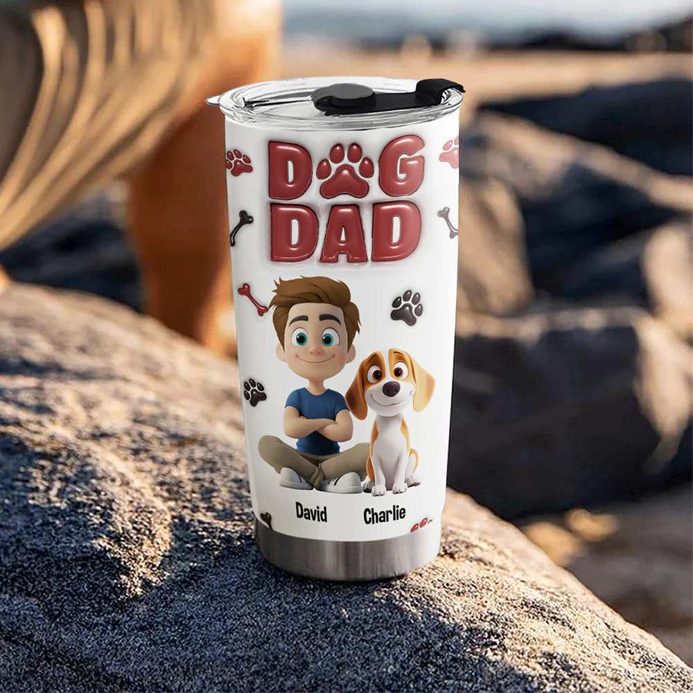 Handsome Dog Daddy - Personalized Custom 3D Inflated Effect Tumbler - Image 3
