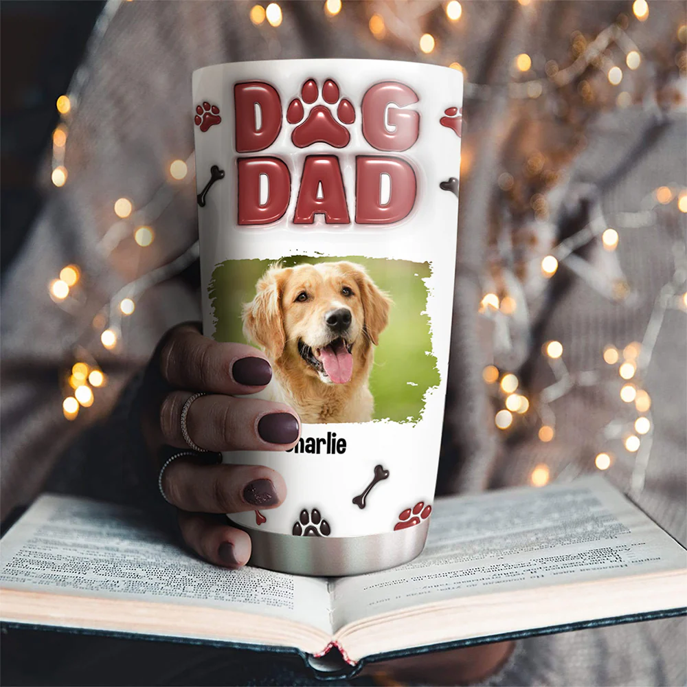 Handsome Dog Daddy Version Photo - Personalized Custom 3D Inflated Effect Tumbler - Image 3