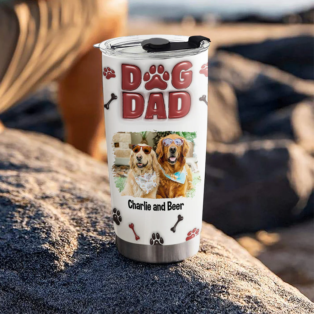 Handsome Dog Daddy Version Photo - Personalized Custom 3D Inflated Effect Tumbler - Image 4