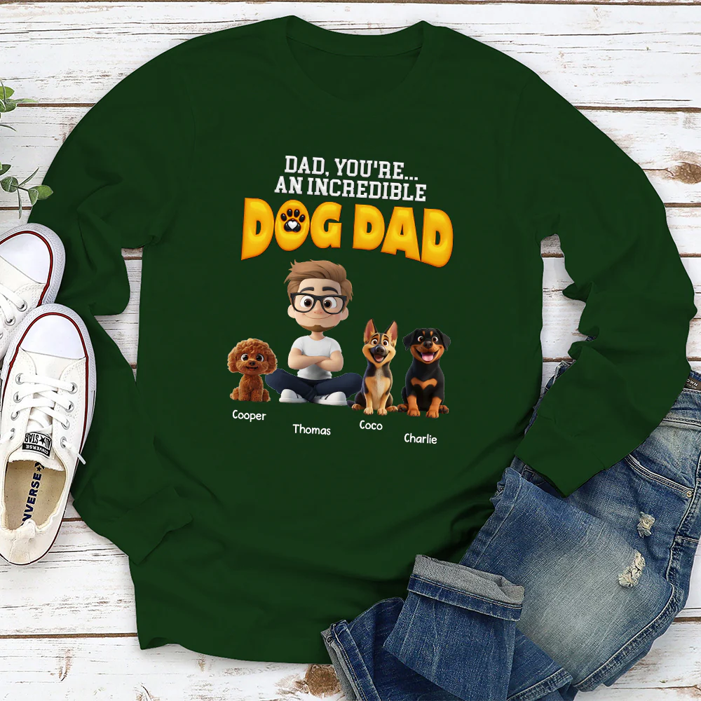 Handsome Incredible Dog Dad - Personalized Custom Long Sleeve T-Shirt - Image 3