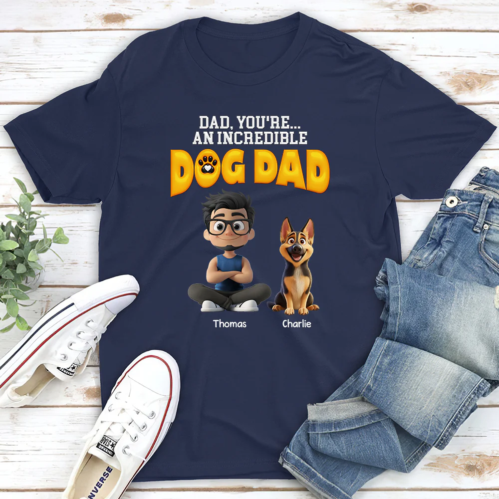 Handsome Incredible Dog Dad - Personalized Custom Unisex T-Shirt - Image 2