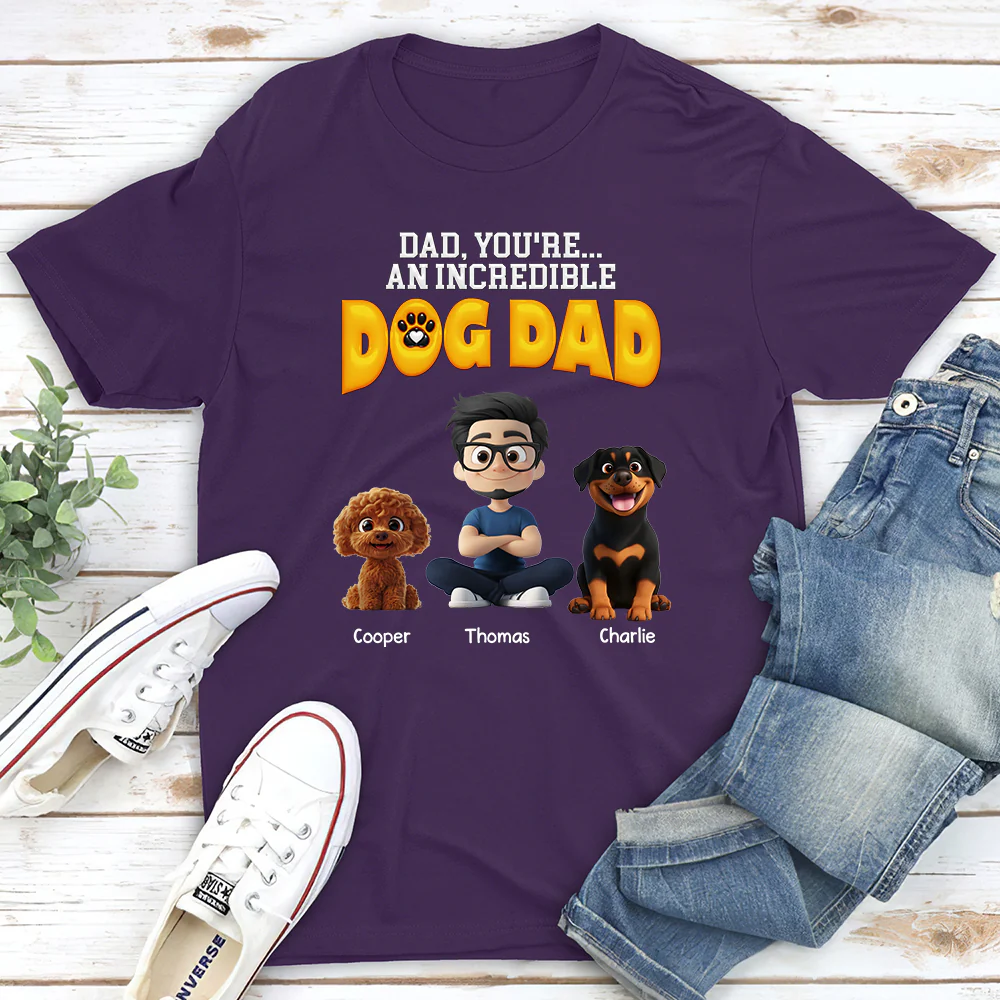 Handsome Incredible Dog Dad - Personalized Custom Unisex T-Shirt - Image 4