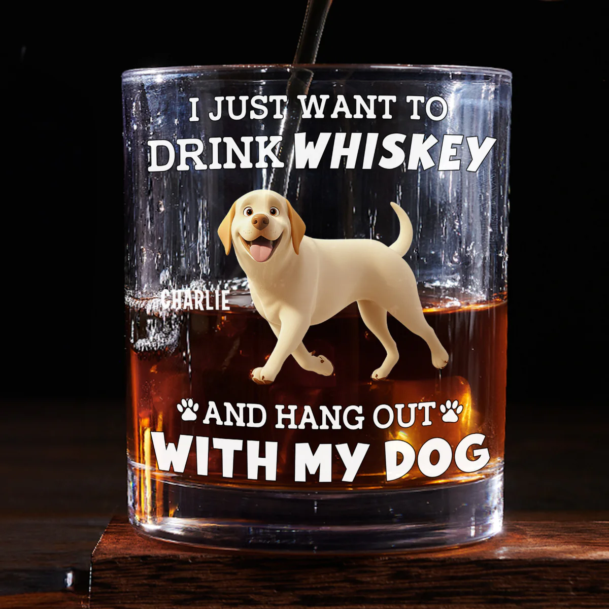 Hang Out With My Dog - Personalized Custom Whiskey Glass