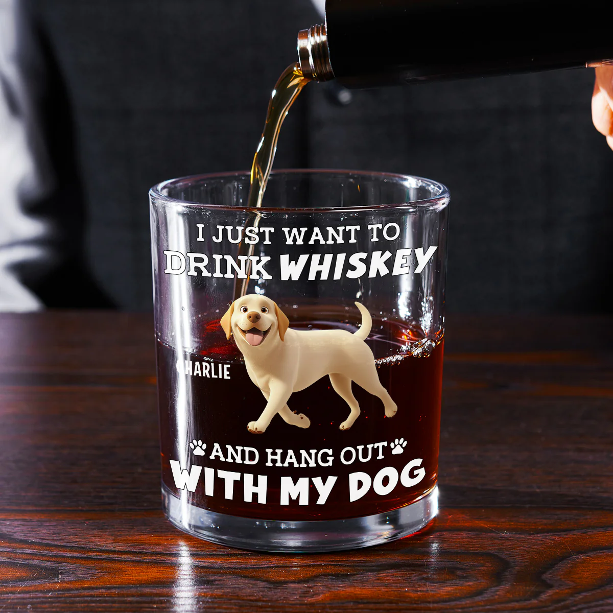Hang Out With My Dog - Personalized Custom Whiskey Glass - Image 2