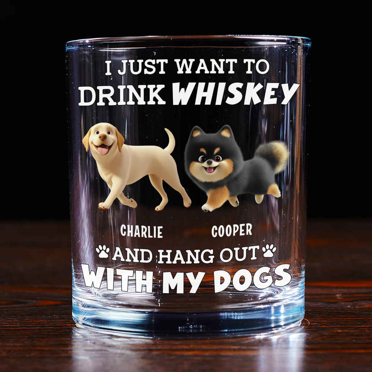 Hang Out With My Dog - Personalized Custom Whiskey Glass - Image 3
