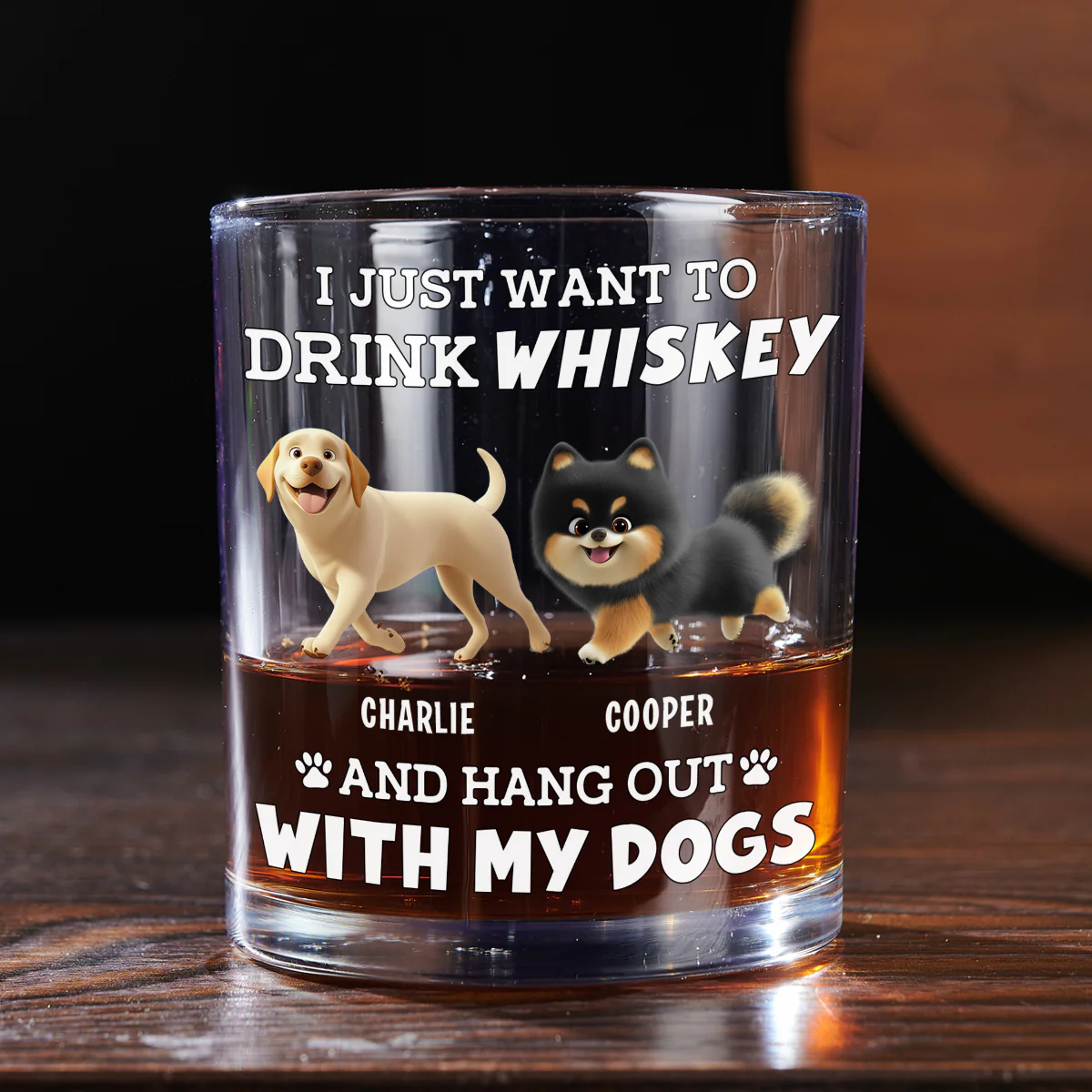 Hang Out With My Dog - Personalized Custom Whiskey Glass - Image 4