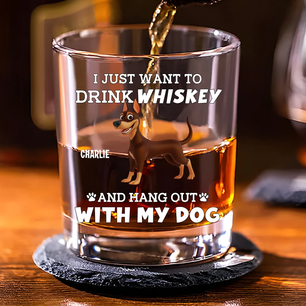 Hang Out With My Dog - Personalized Custom Whiskey Glass - Image 6