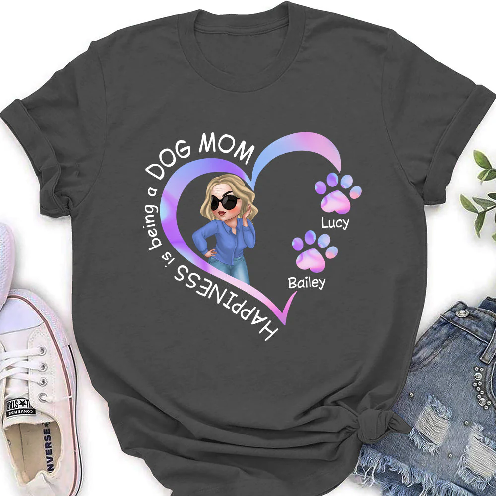 Happiness, Heart Line - Personalized Custom Women's T-shirt - Image 3