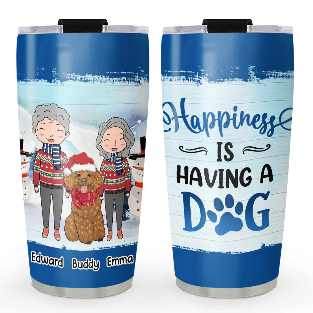 Happiness Is Having A Dog - Personalized Custom Tumbler