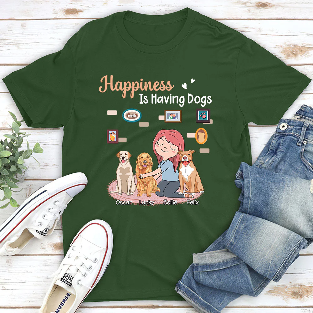 Happiness Is Having A Dog - Personalized Custom Unisex T-shirt - Image 5