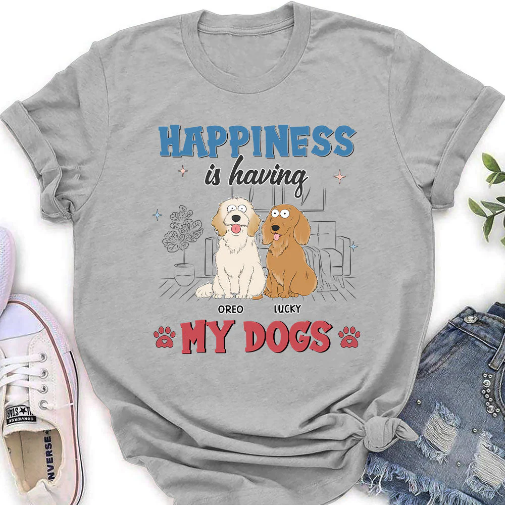 Happiness Is Having Dogs - Personalized Custom Women's T-shirt - Image 2