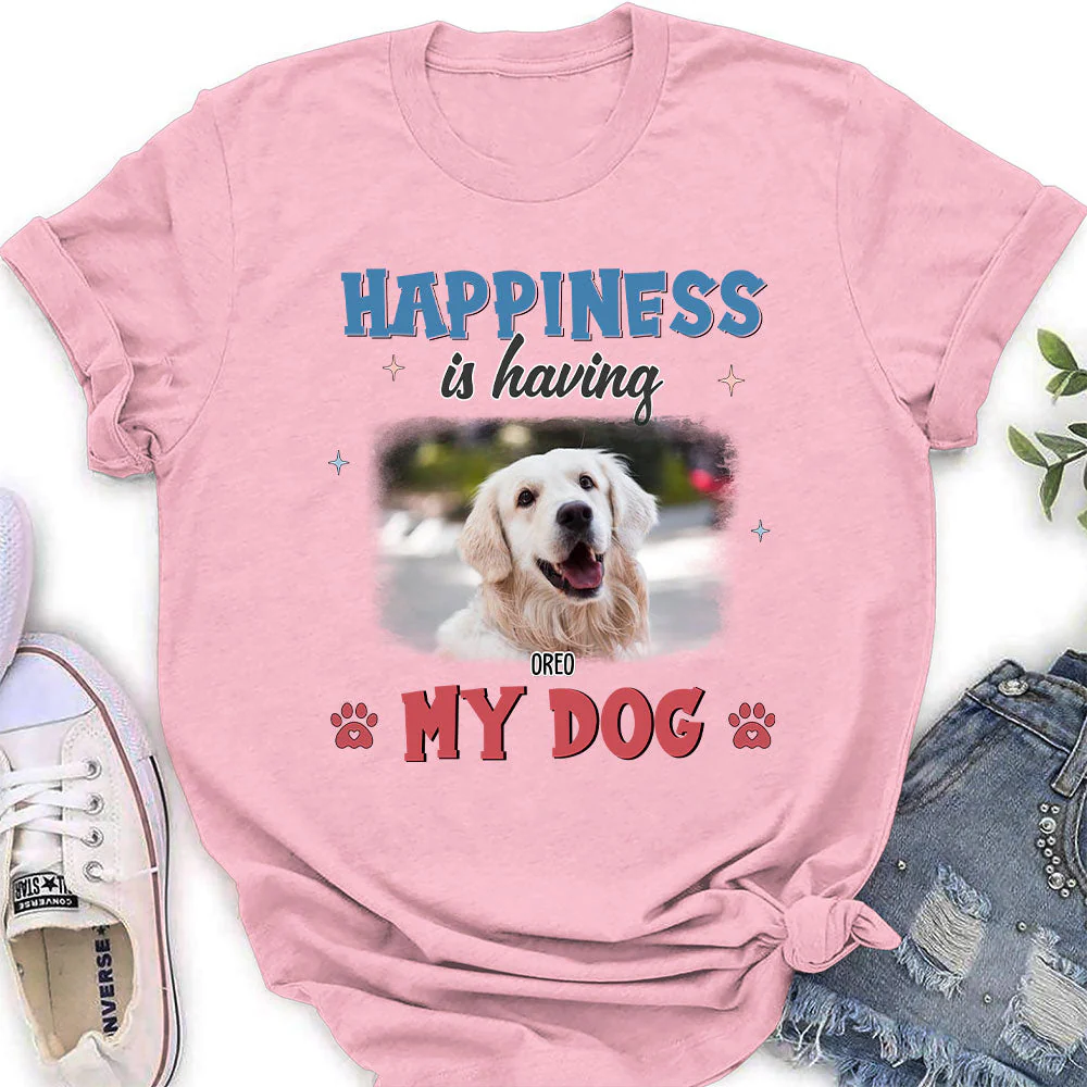 Happiness Is Having Dogs - Personalized Custom Women's T-shirt - Image 3