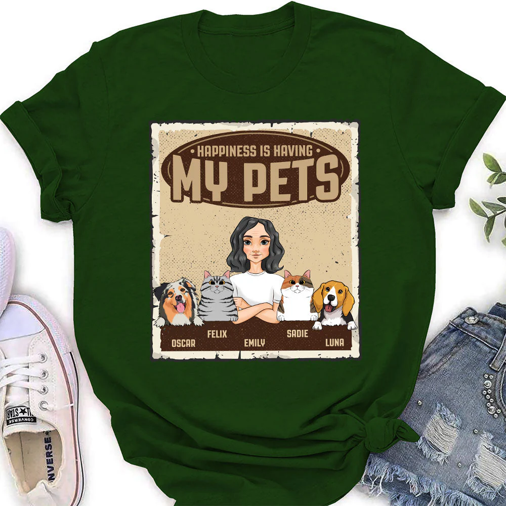 Happiness Is Having - Personalized Custom Women's T-shirt - Image 5