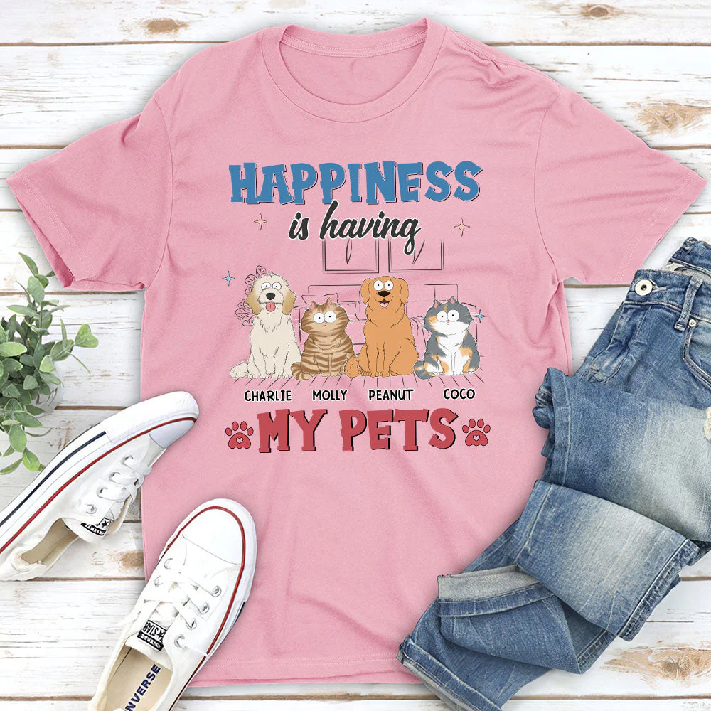 Happiness Is Having Pet - Personalized Custom Unisex T-shirt - Image 3