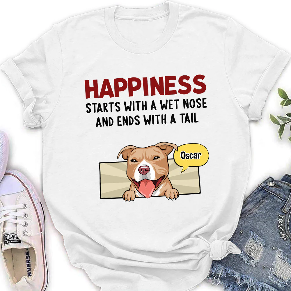 Happiness Starts With - Personalized Custom Women's T-shirt - Image 4