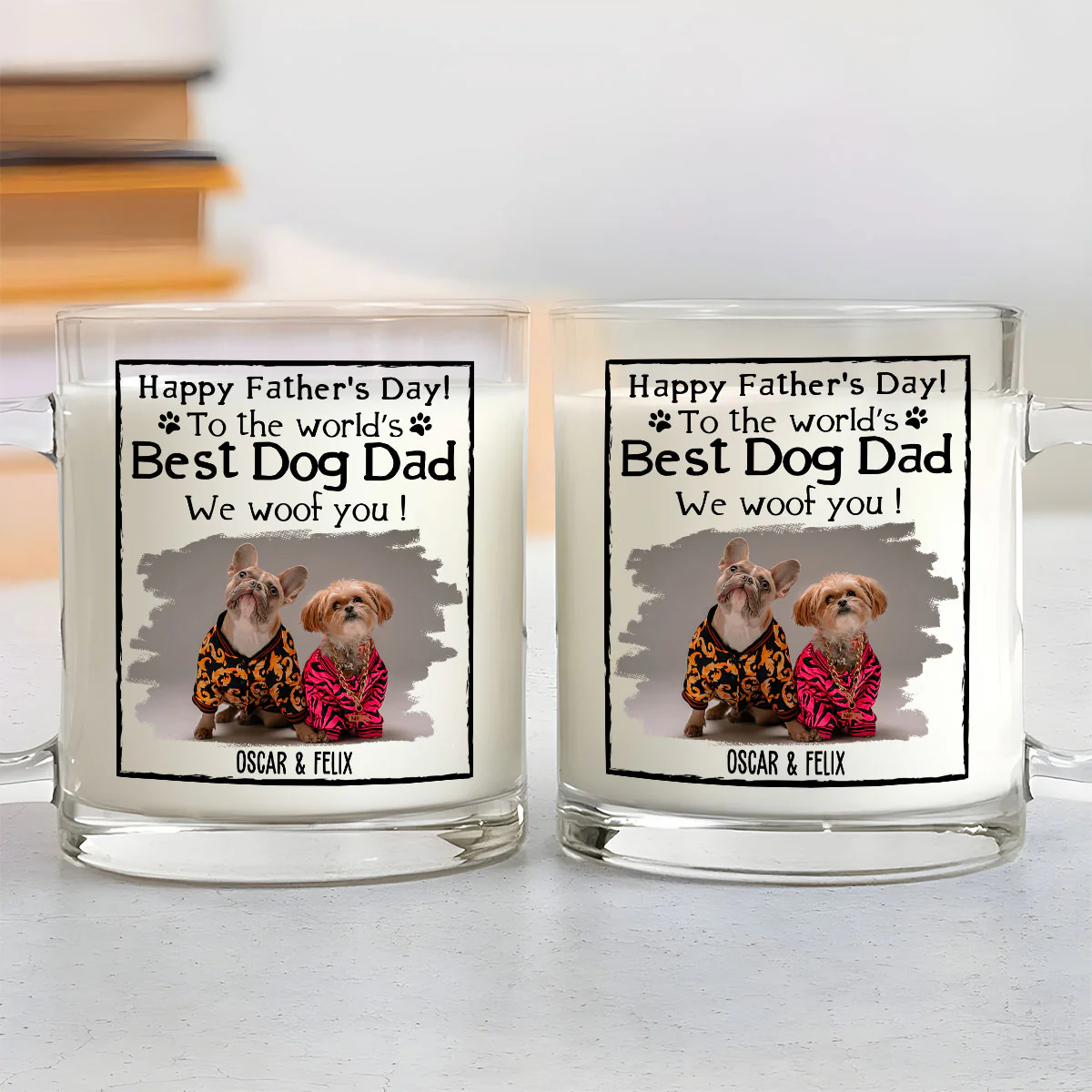 Happy Dog Dad Mum Photo - Personalized Custom Glass Mug - Image 3
