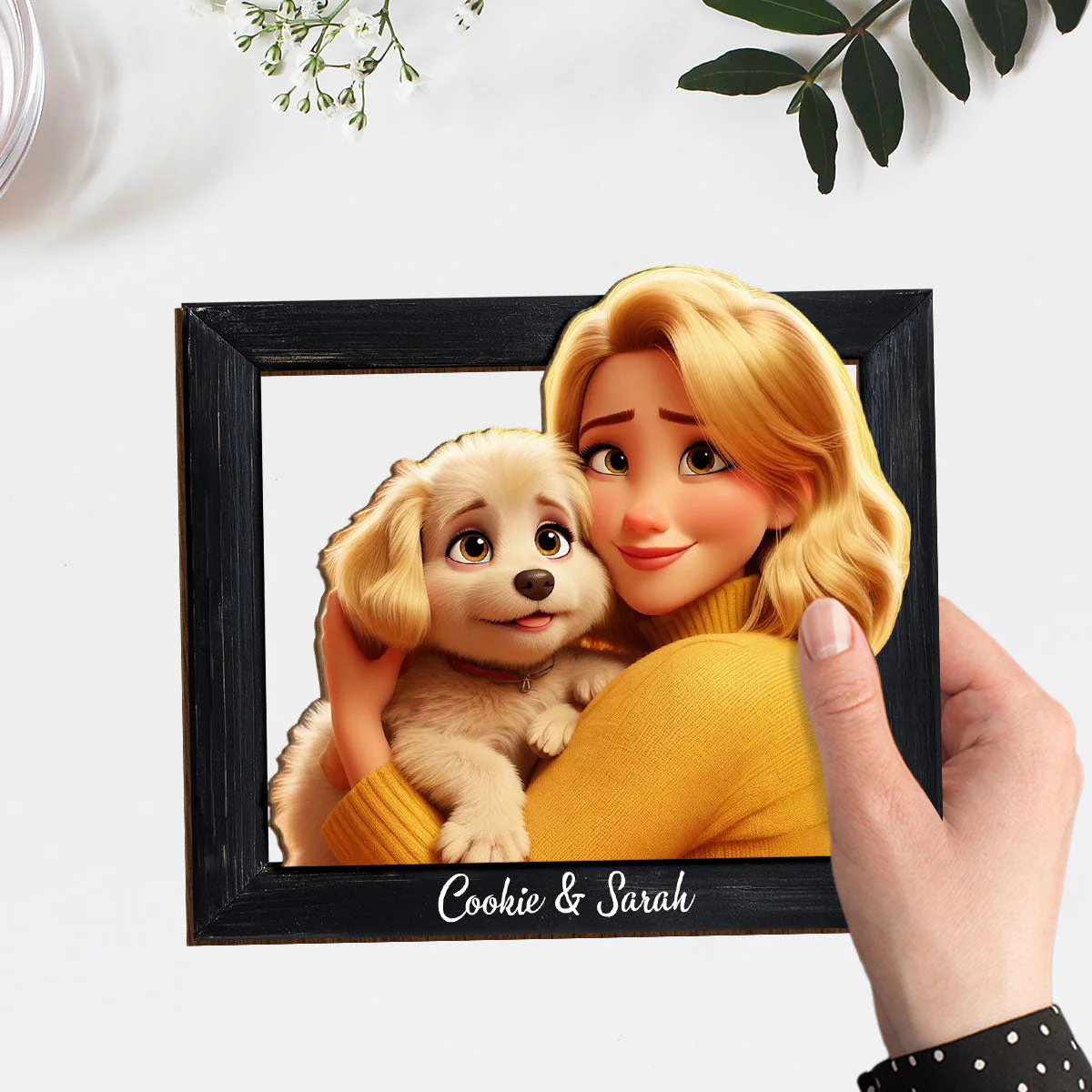 Happy Dog Mom Cartoonize - Personalized Custom Wooden Plaque - Image 4