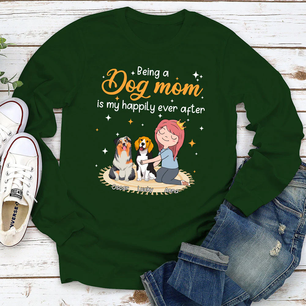Happy Dog Mom - Personalized Custom Long Sleeve T-shirt - Image 3