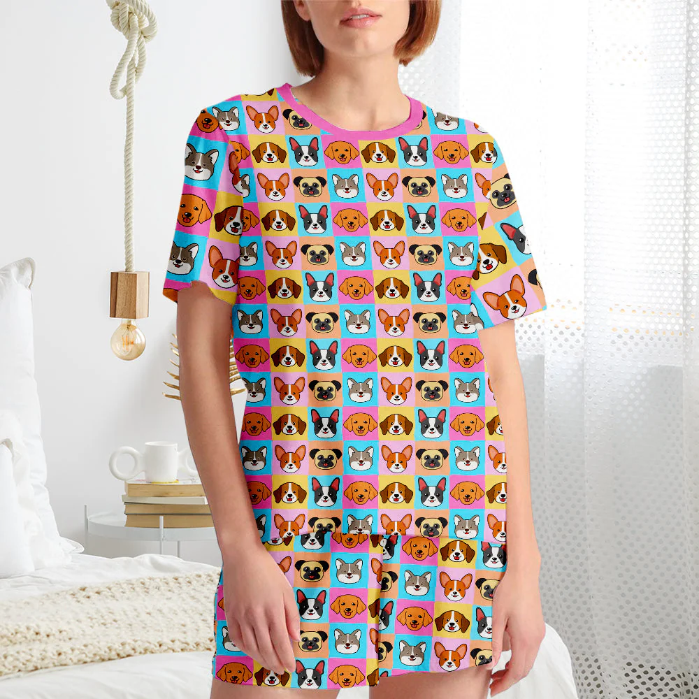 Happy Dog Pattern - Short Pajama Set - Image 2