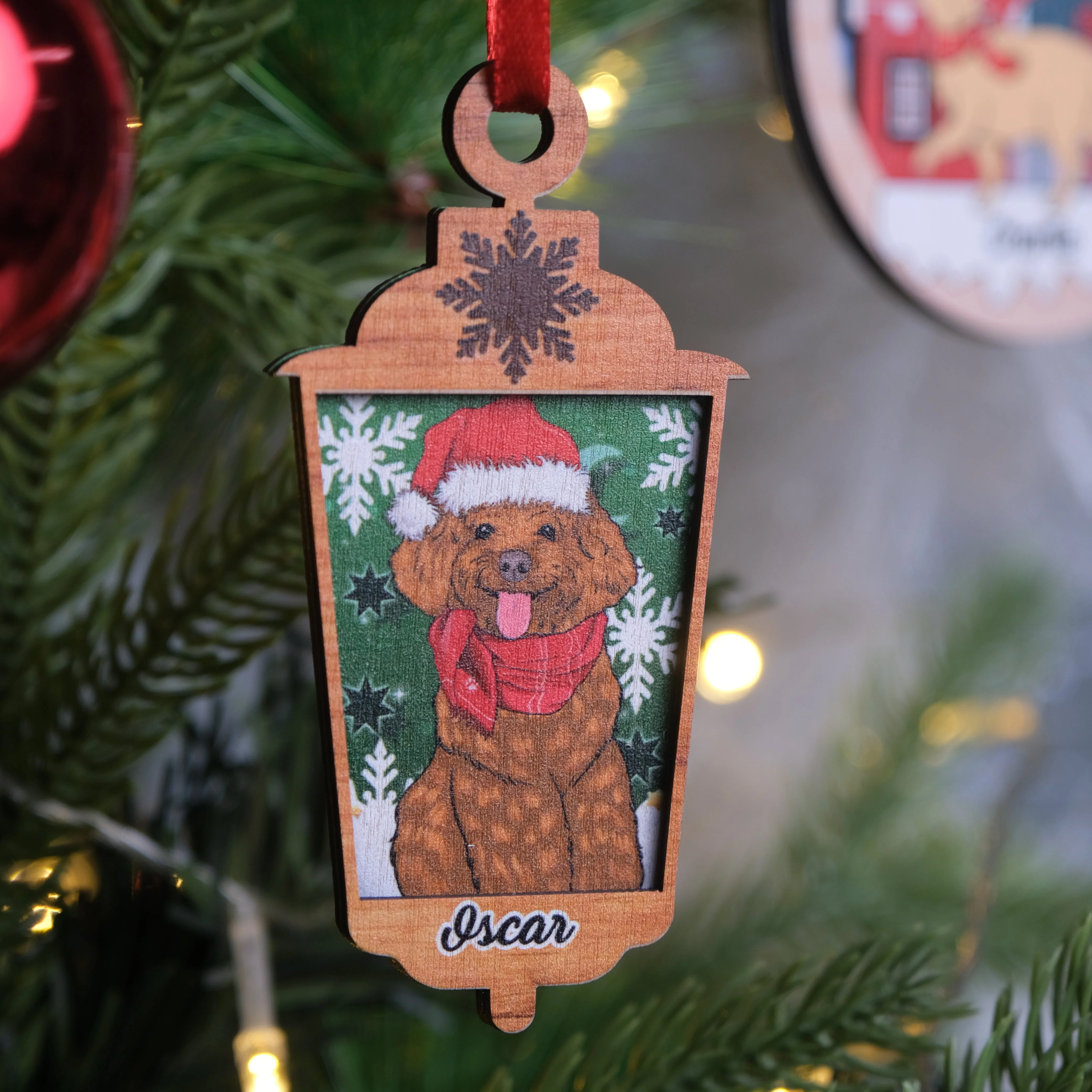 Happy Dog - Personalized Custom 2-layered Wood Ornament