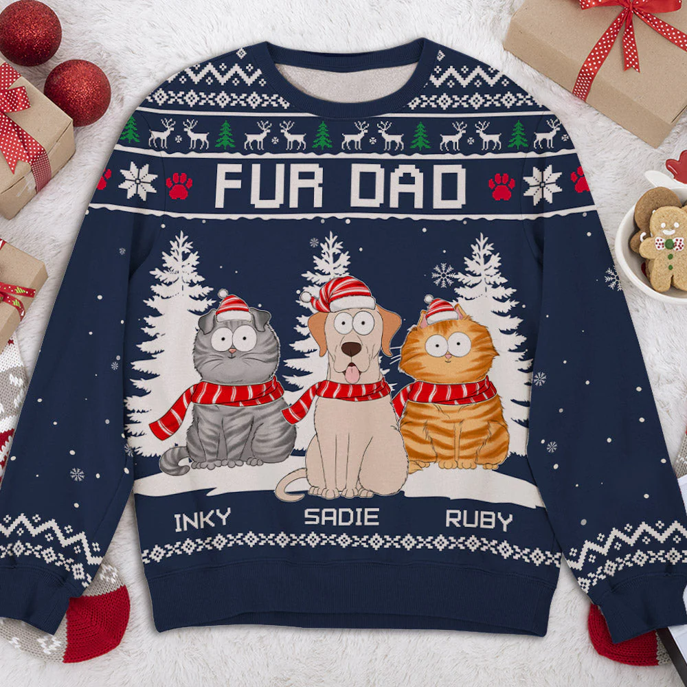 Happy Holiday Dog - Personalized Custom All-Over-Print Sweatshirt - Image 3