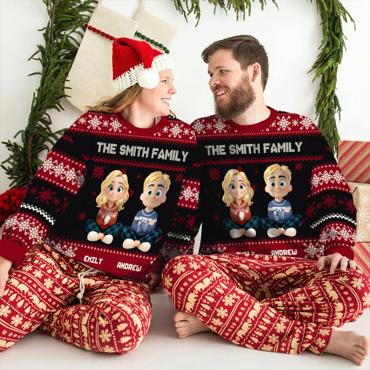 Happy Holiday Season Snowman Family - Personalized Custom All-Over-Print Sweatshirt - Image 3