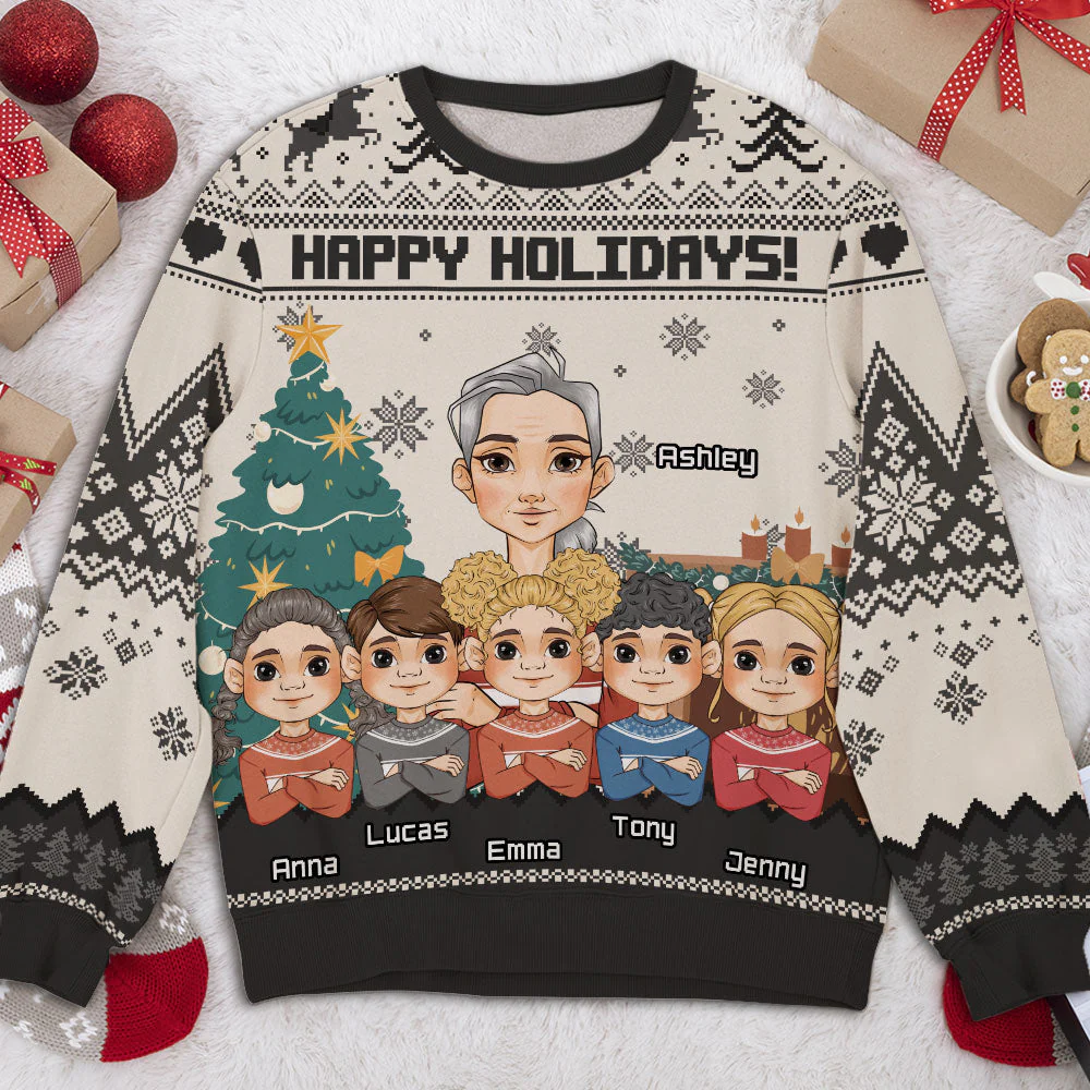 Happy Holidays - Personalized Custom All-Over-Print Sweatshirt - Image 4