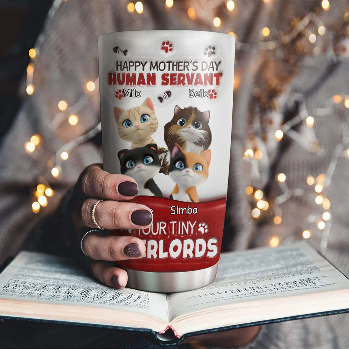 Happy Human Servant Day - Personalized Custom 3D Inflated Effect Tumbler - Image 2