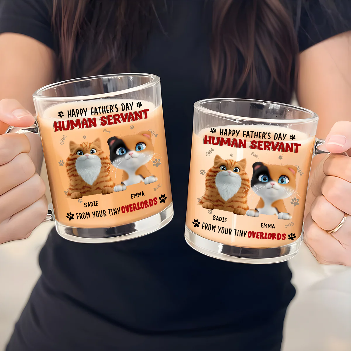 Happy Human Servant - Personalized Custom Glass Mug - Image 4