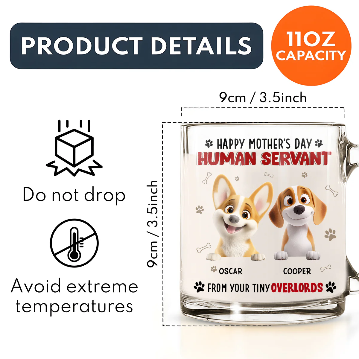 Happy Human Servant Ver Dog - Personalized Custom Glass Mug - Image 4
