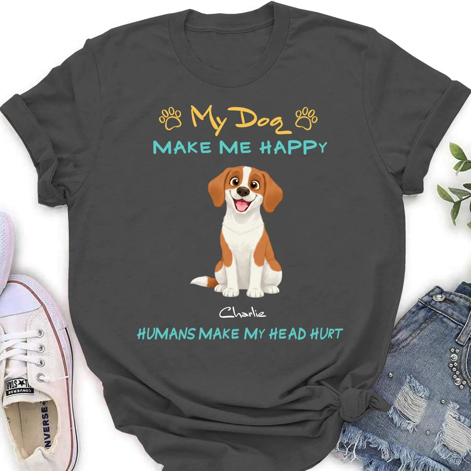 Happy Mind Happy Life - Personalized Custom Women's T-Shirt - Image 10