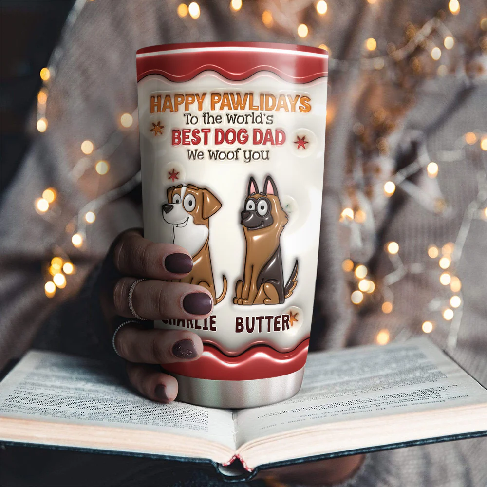 Happy Pawlidays - Personalized Custom 3D Inflated Effect Tumbler - Image 2