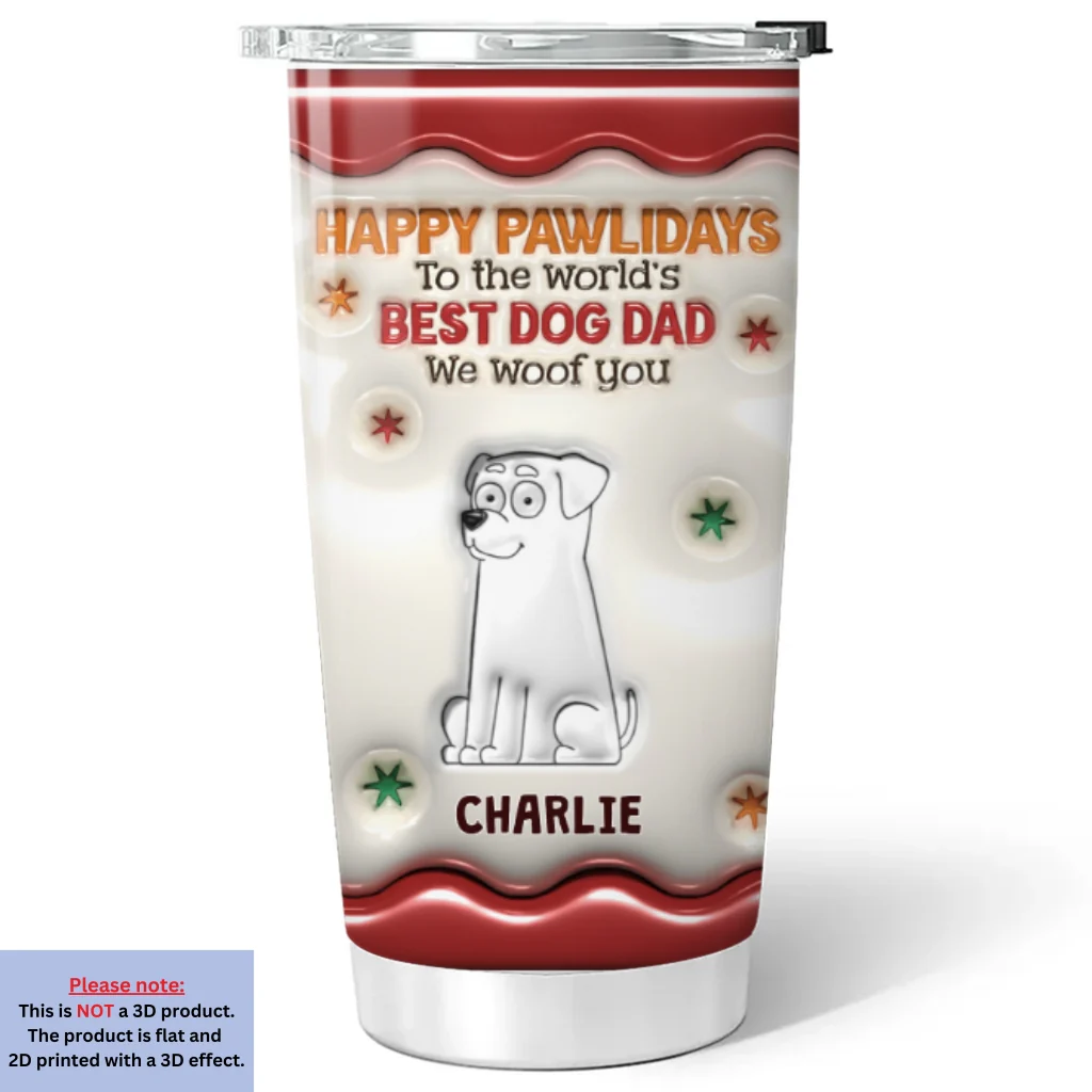 Happy Pawlidays - Personalized Custom 3D Inflated Effect Tumbler - Image 5