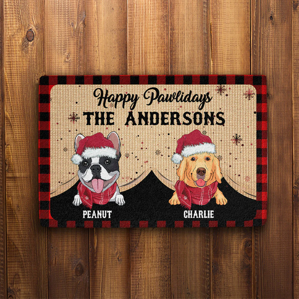 Happy Pawlidays - Personalized Custom Doormat - Image 3