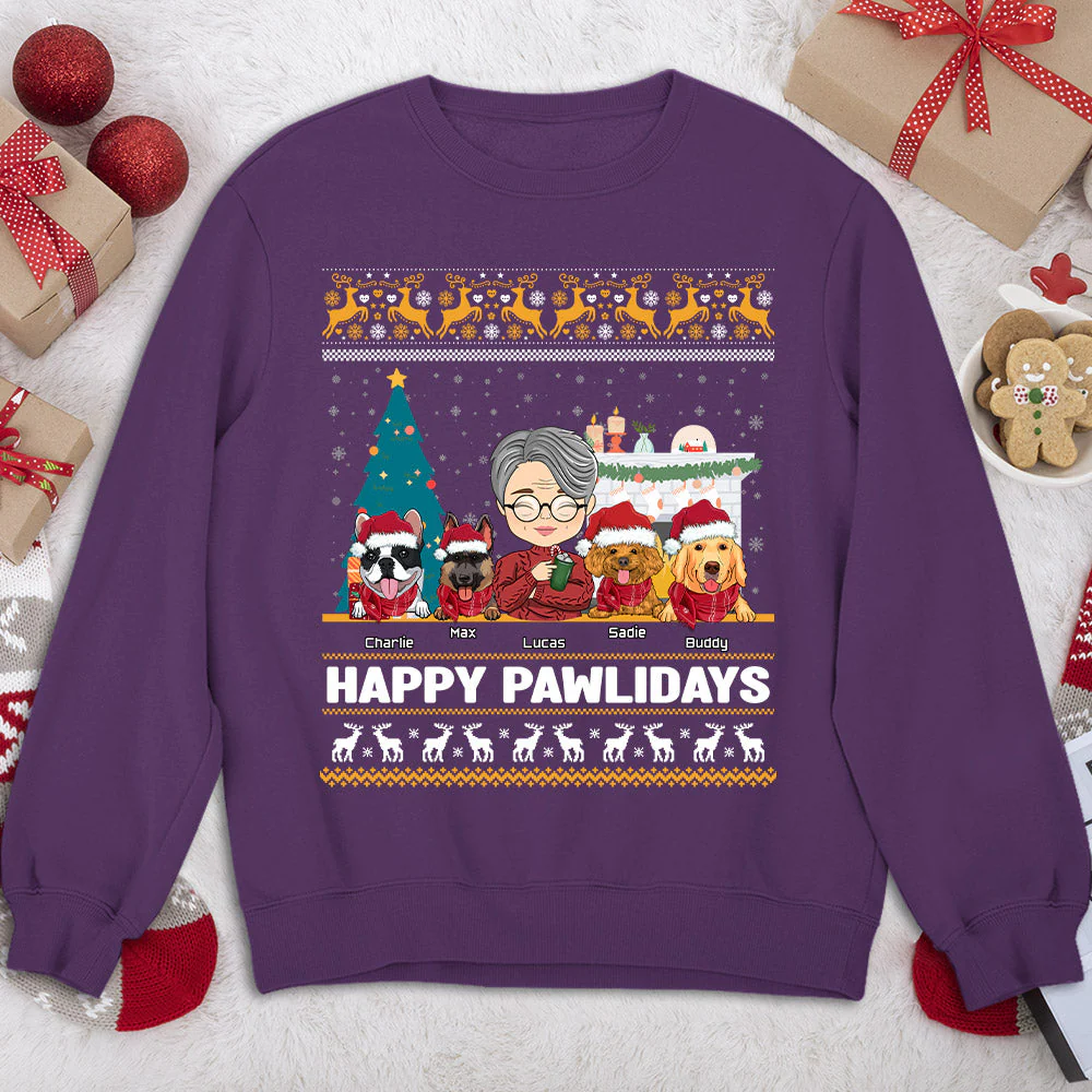 Happy Pawlidays - Personalized Custom Sweatshirt - Image 3