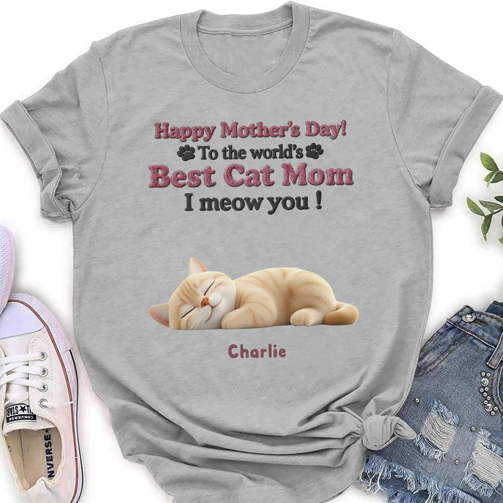 Happy To Be Cat Parents - Personalized Custom Women's T-Shirt - Image 2
