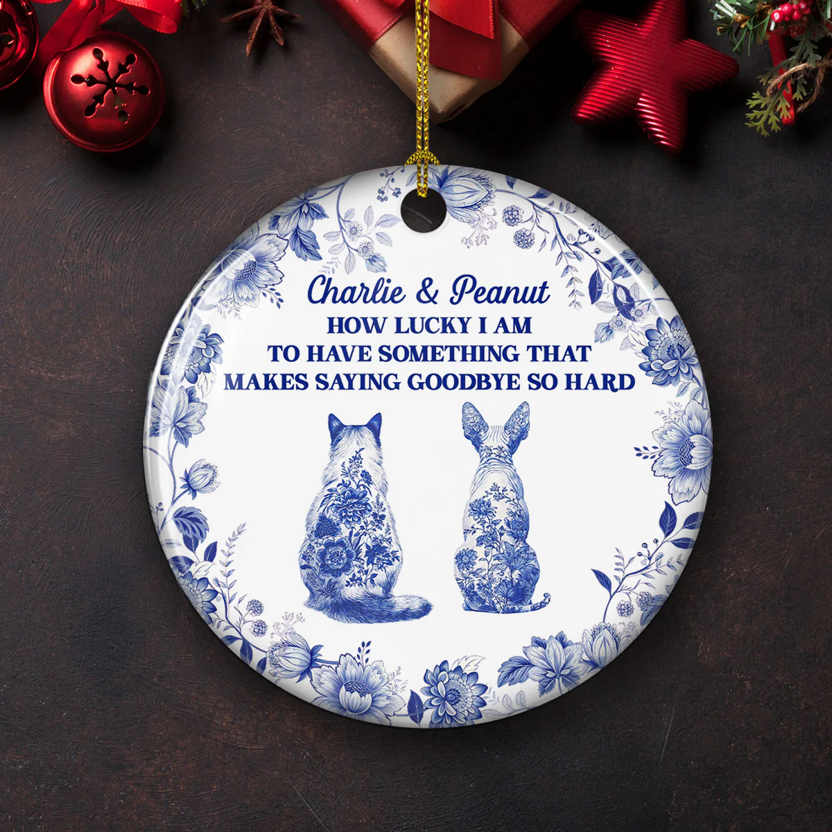 Hard To Say - Personalized Custom Ceramic Ornament - Image 3