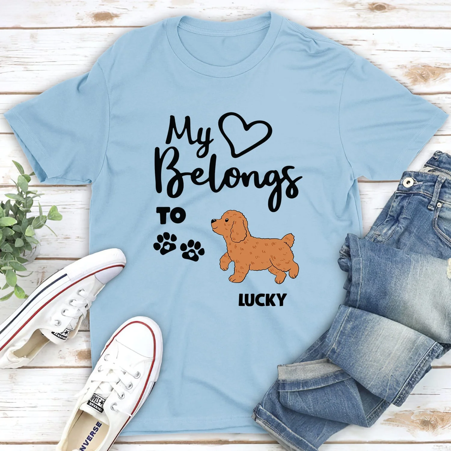 Heart Belongs To Dog - Personalized Custom Unisex T-shirt - Image 4