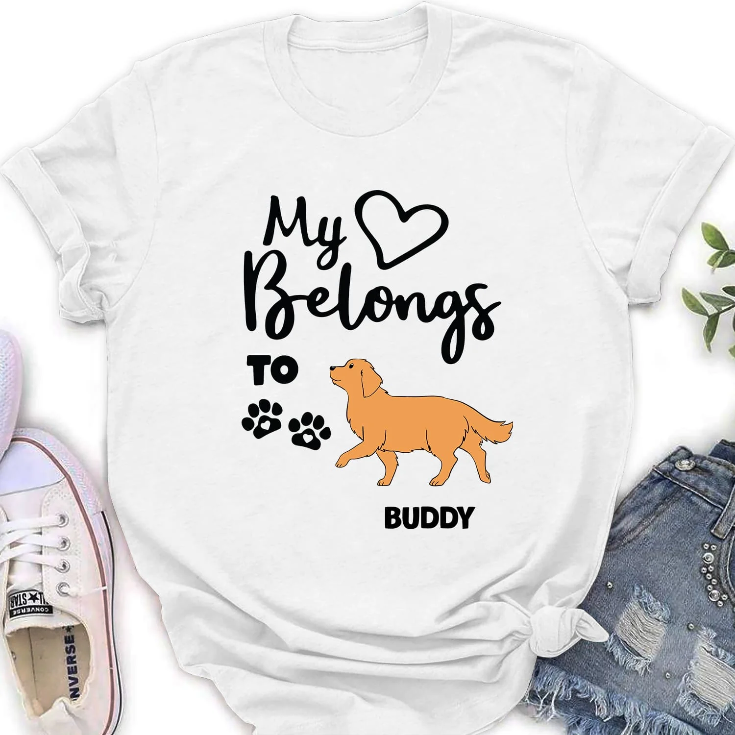 Heart Belongs To Dog - Personalized Custom Women's T-shirt - Image 2