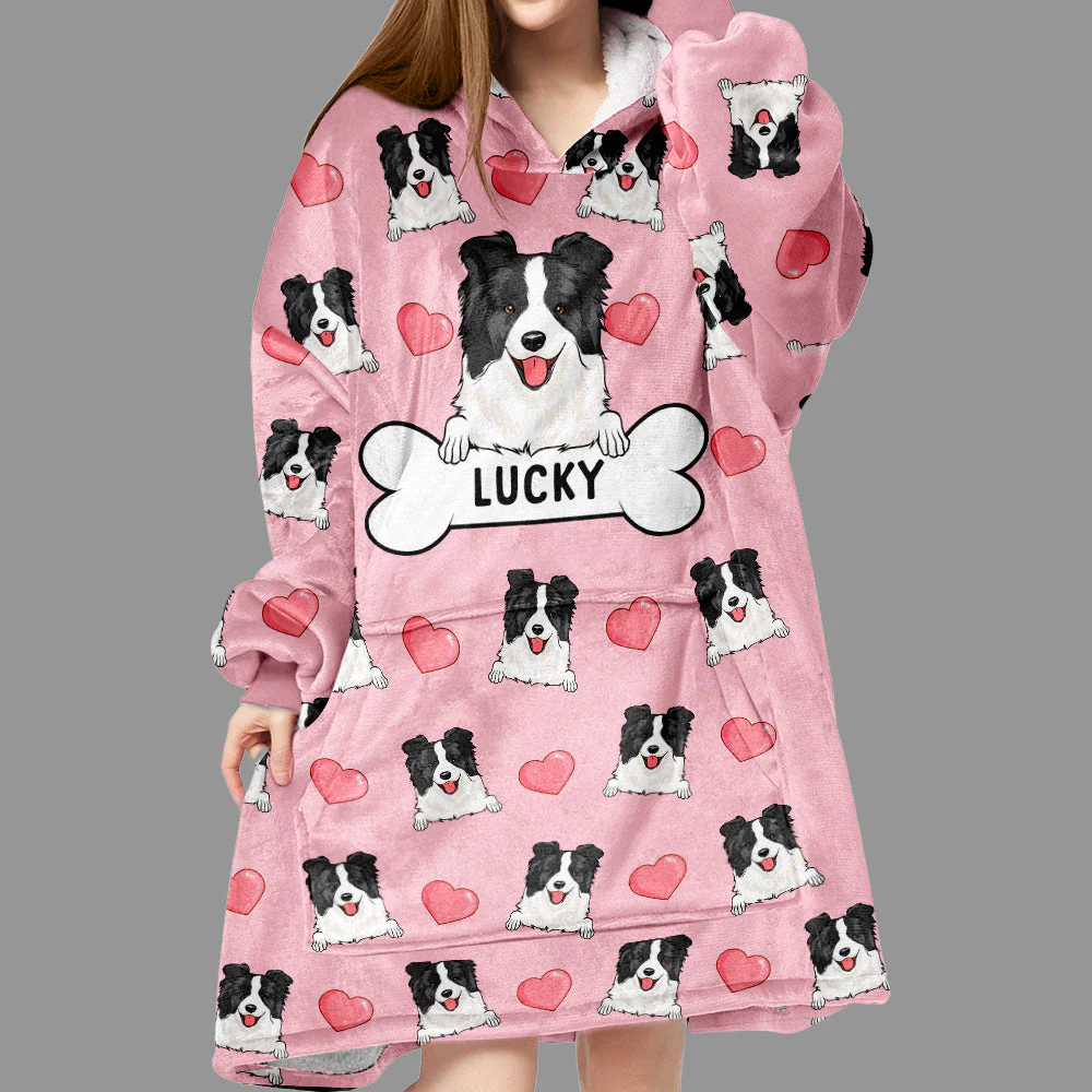 Heart Dog - Personalized Custom Blanket Hoodie - Image 5