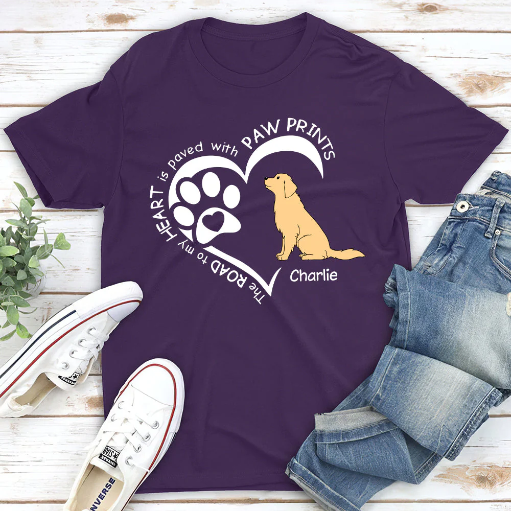 Heart With Paw Prints - Personalized Custom Unisex T-shirt - Image 2
