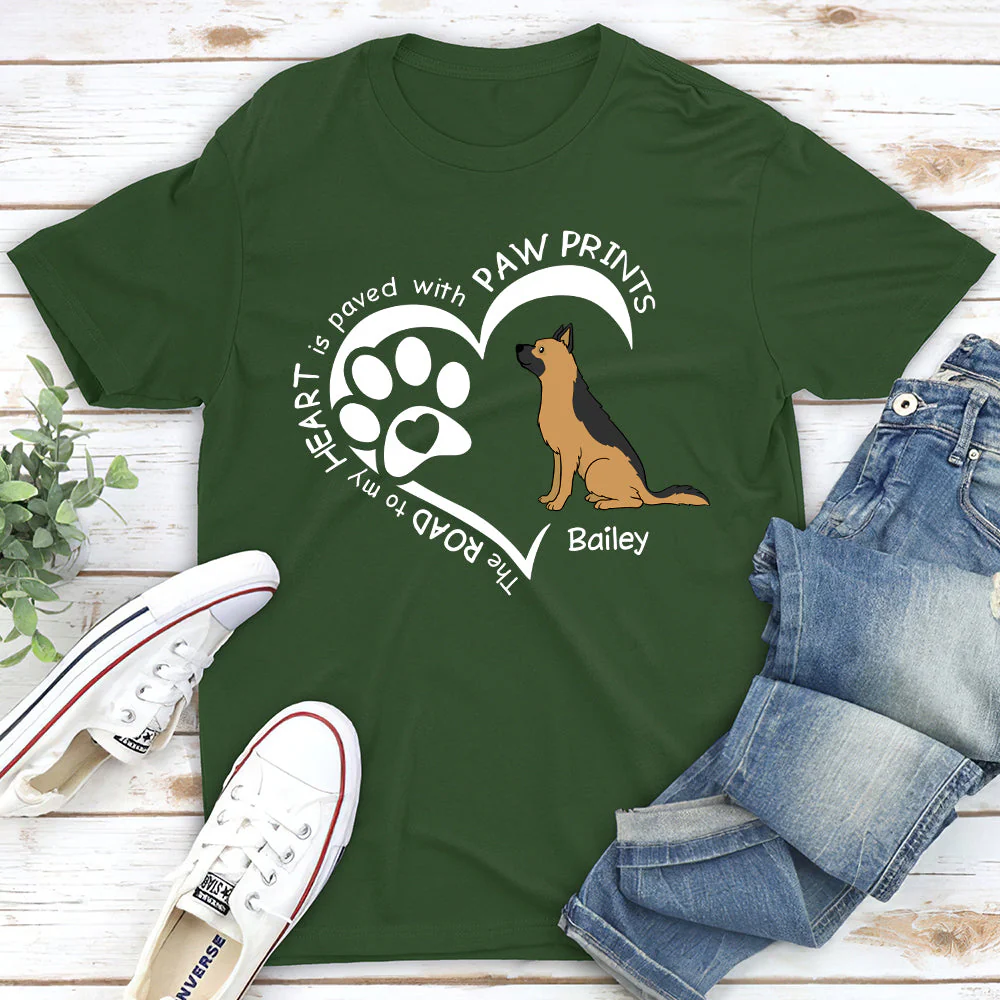 Heart With Paw Prints - Personalized Custom Unisex T-shirt - Image 4