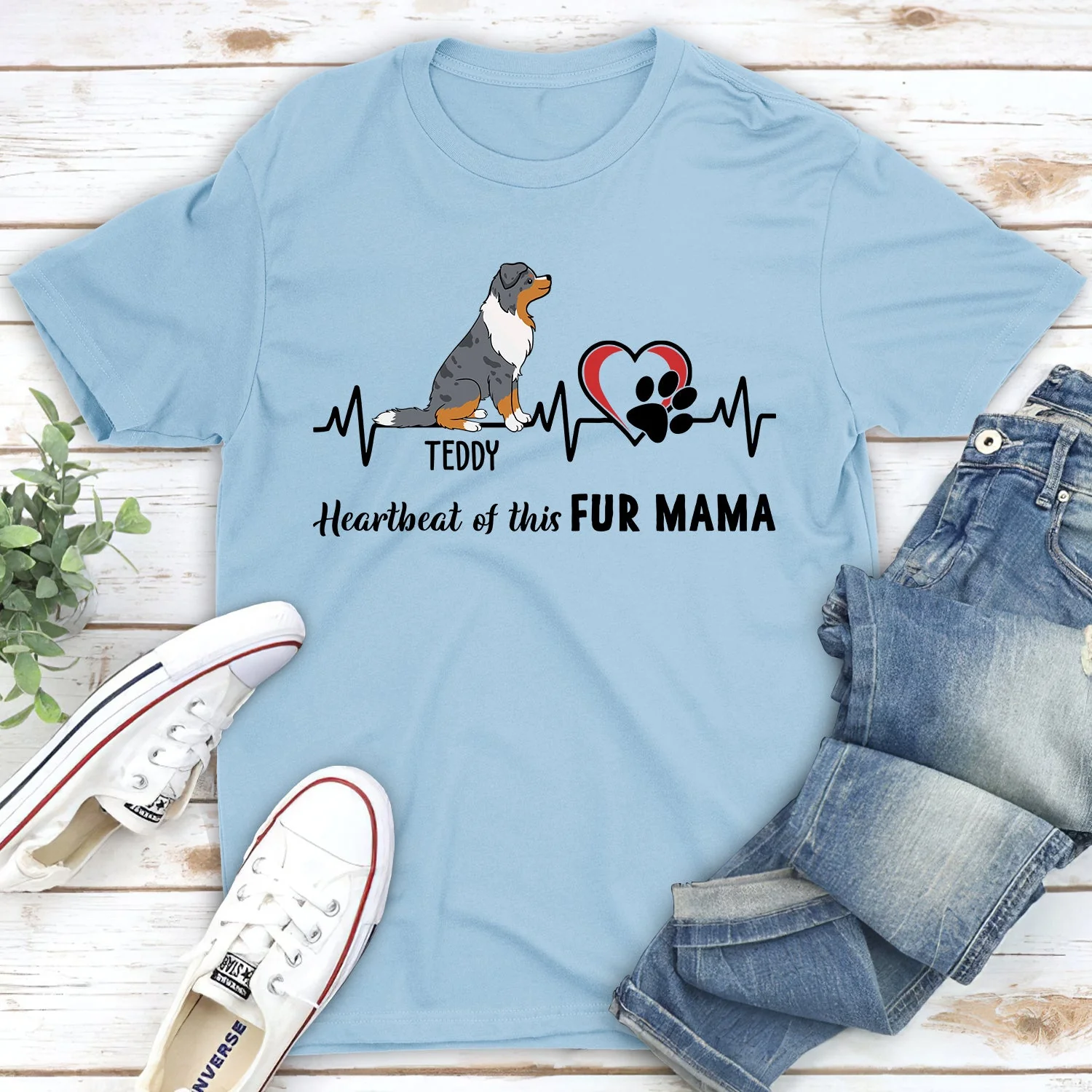 Heartbeat Of Fur Mama - Personalized Custom Unisex T-shirt - Image 2
