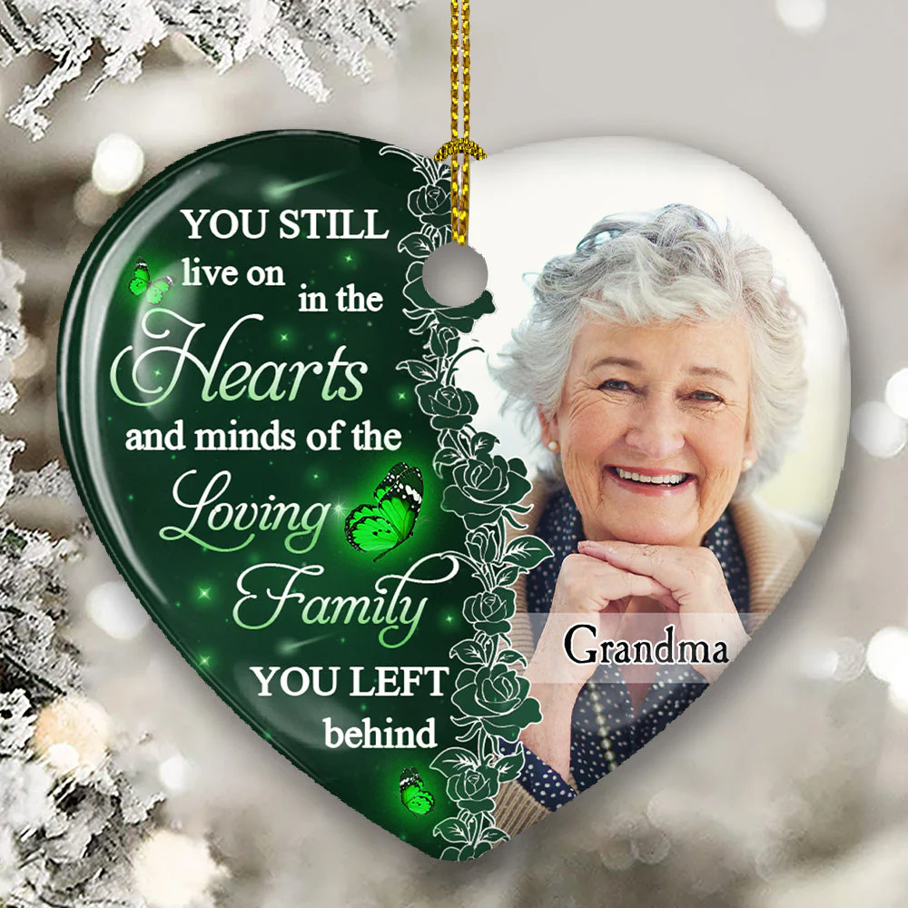 Hearts and Minds Purple - Personalized Custom Heart Ceramic Christmas Ornament - Image 4