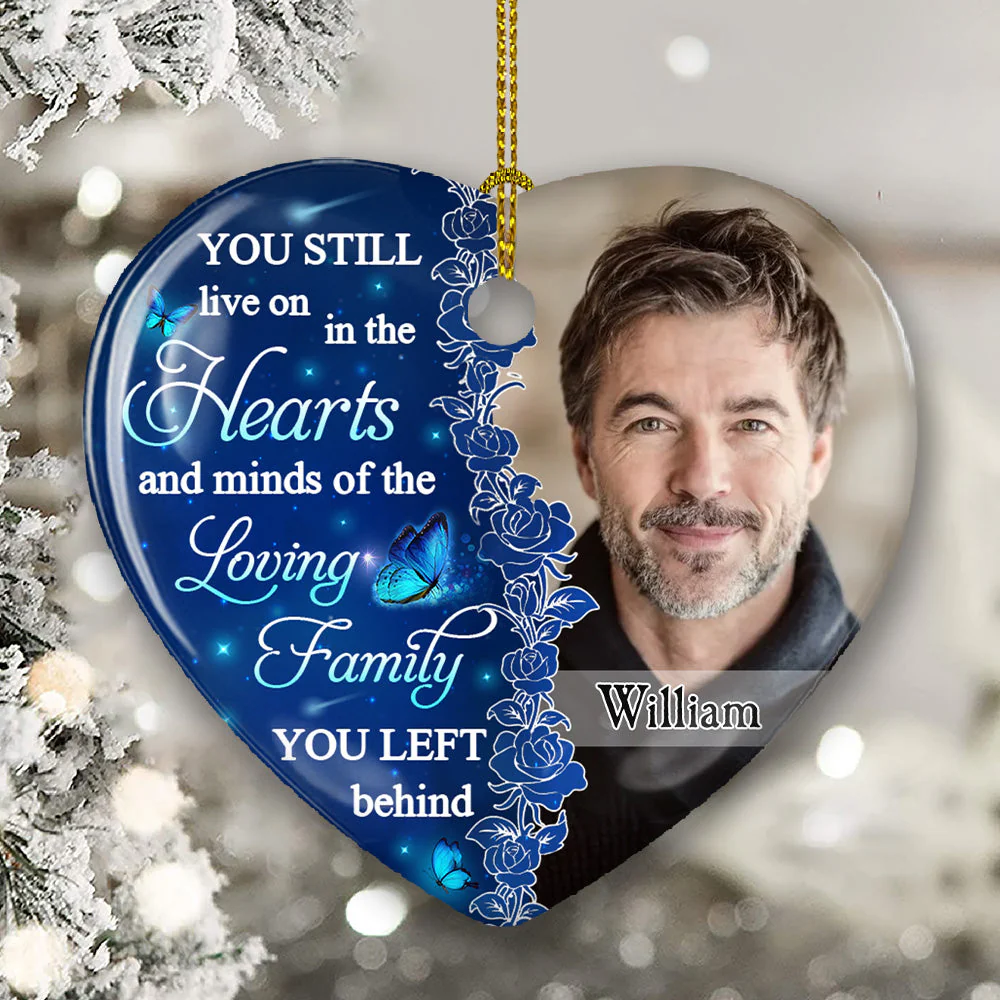 Hearts and Minds Red - Personalized Custom Heart Ceramic Christmas Ornament - Image 2