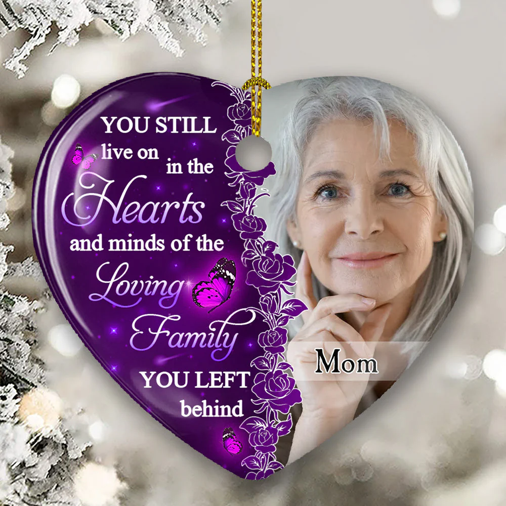 Hearts and Minds Red - Personalized Custom Heart Ceramic Christmas Ornament - Image 3